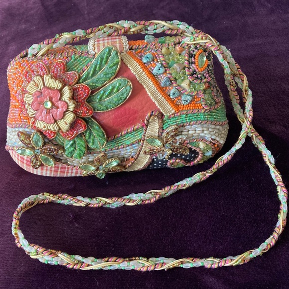 Floral Beaded Patchwork Mary Frances Handbag - Picture 1 of 11